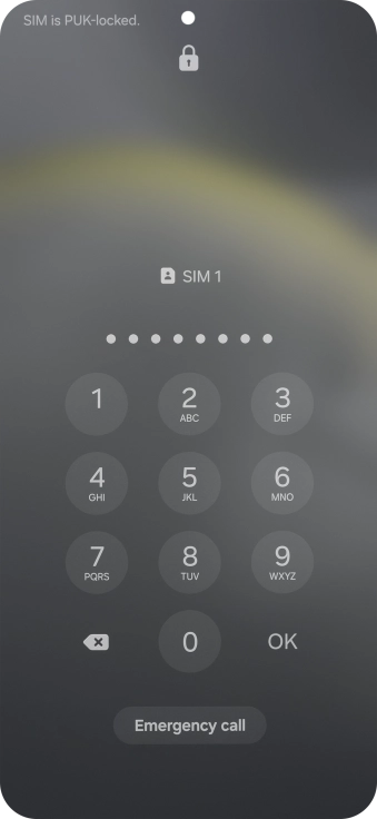 Key in the PUK and press OK.