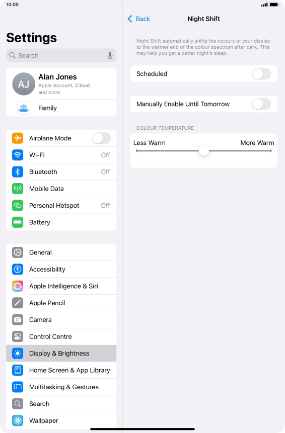 Press the indicator next to 