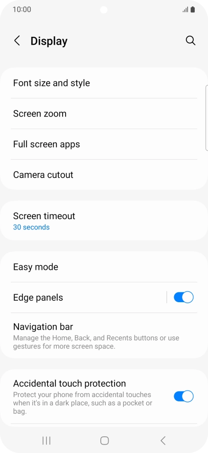 Press Screen timeout.
