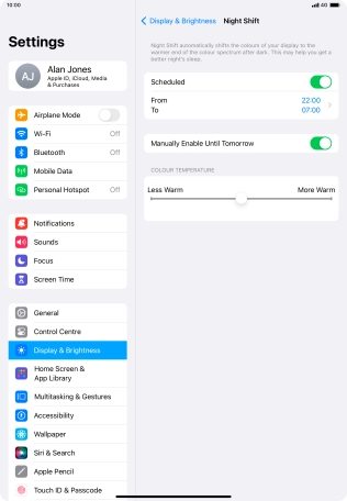Press and drag the indicator below 