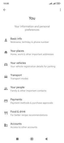 Press Basic info and follow the instructions on the screen to select phone owner settings.