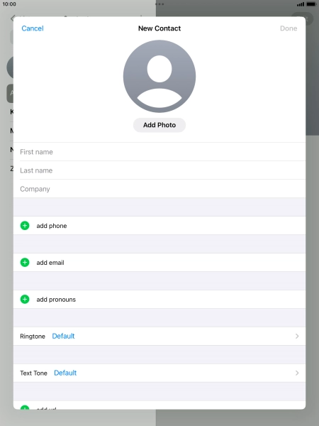 Press First name and key in the first name.