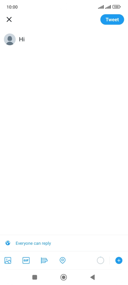 Write the required text and press Tweet.