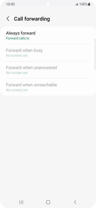 Press the required divert type. Press the required divert type.