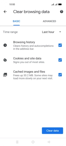 Press the fields next to the required data types. Press the fields next to the required data types.