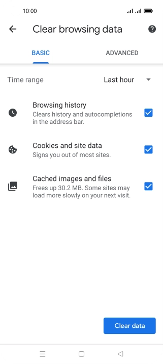 Press the fields next to the required data types. Press the fields next to the required data types.
