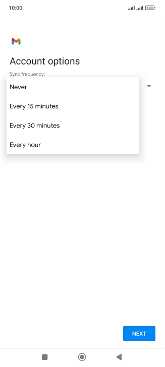 Press the required setting.
