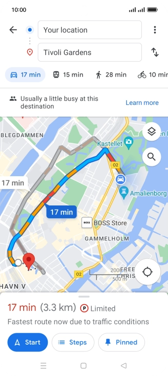 Press the required mode of transportation.