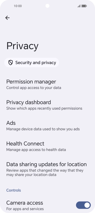 Press Permission manager.