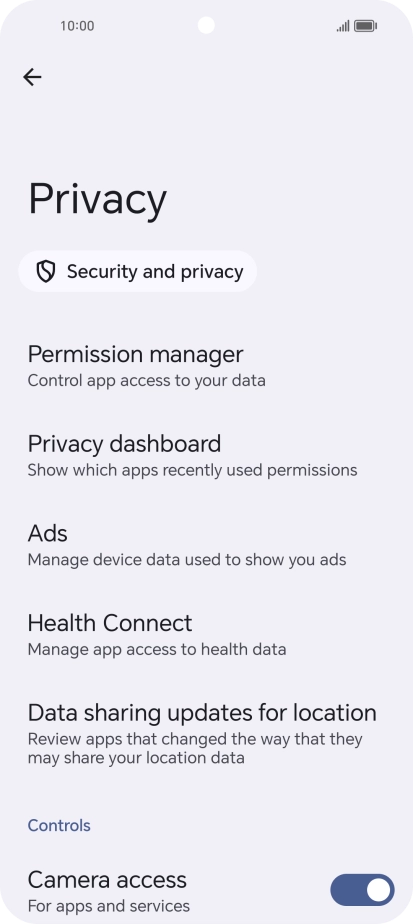 Press Permission manager.
