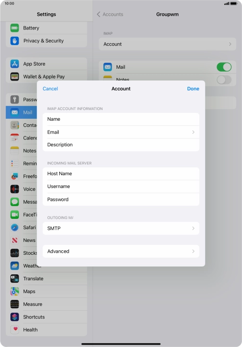 Press SMTP. Press SMTP.