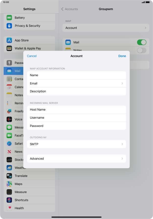 Press SMTP. Press SMTP.