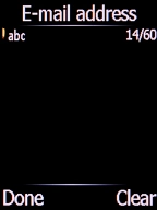 Key in your email address and press the Left selection key. Key in your email address and press the Left selection key.