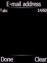 Key in your email address and press the Left selection key. Key in your email address and press the Left selection key.