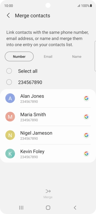 Press the field next to the required number.