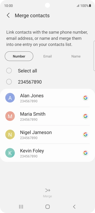 Press the field next to the required number.