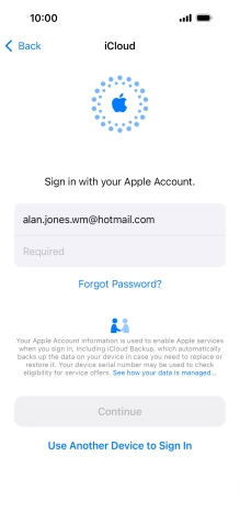 Press Required and key in the password for your Apple ID.