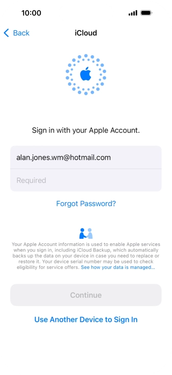 Press Required and key in the password for your Apple ID.