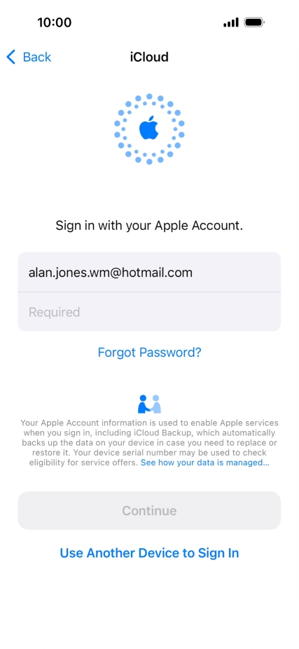 Press Required and key in the password for your Apple ID.