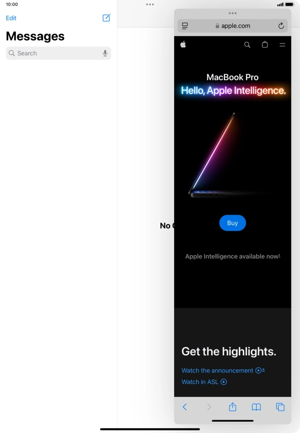 The application now displays on top of the other open application.