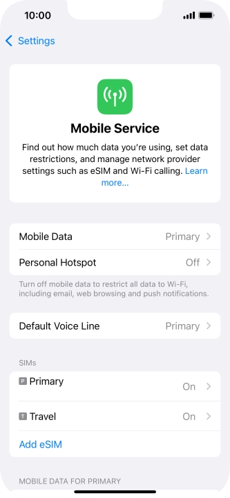 Press the required eSIM below Press the required eSIM below