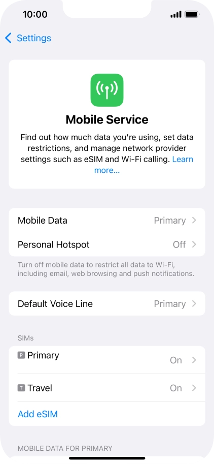 Press the required eSIM below Press the required eSIM below