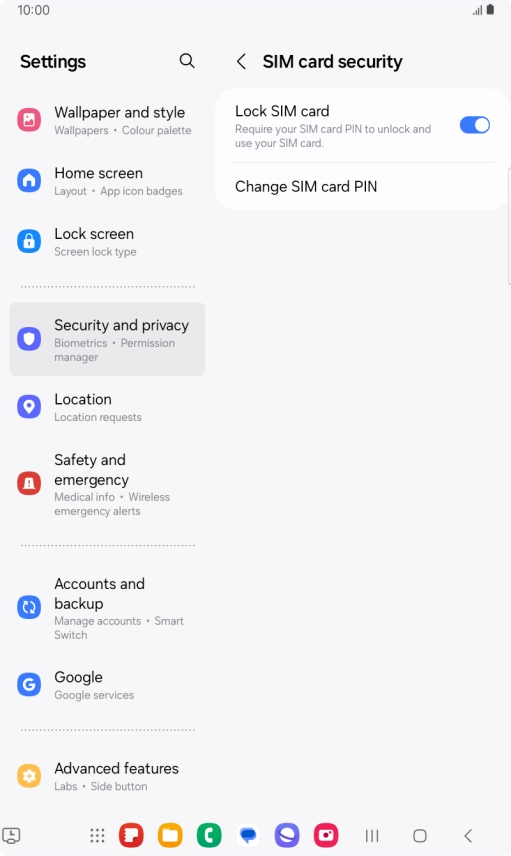 Press Change SIM card PIN.
