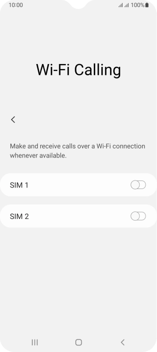 Press the indicator next to the required SIM to turn the function on or off. Press the indicator next to the required SIM to turn the function on or off.