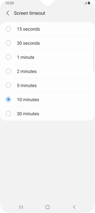 Press the required setting.
