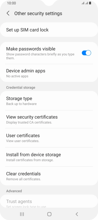 Press Set up SIM card lock. Press Set up SIM card lock.