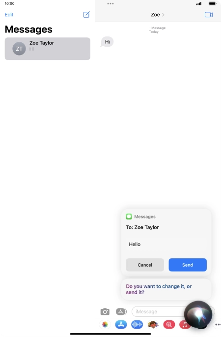 If an application is open on your tablet, such as a Mail or Messages, you can also use the functions available here, e.g.: REPLY [text].