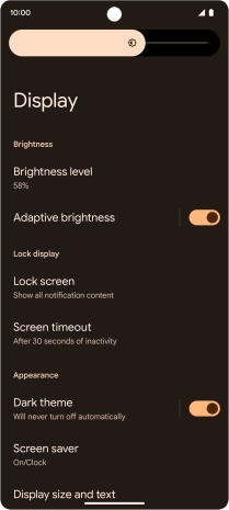 Drag the indicator right or left to set the brightness manually.