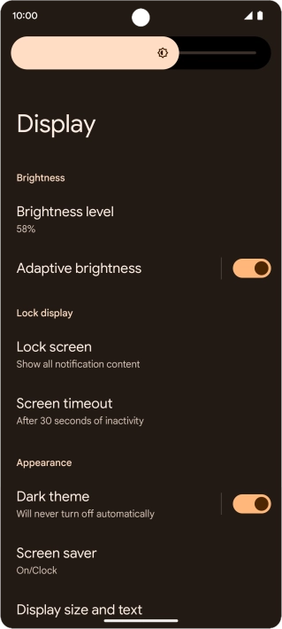 Drag the indicator right or left to set the brightness manually.