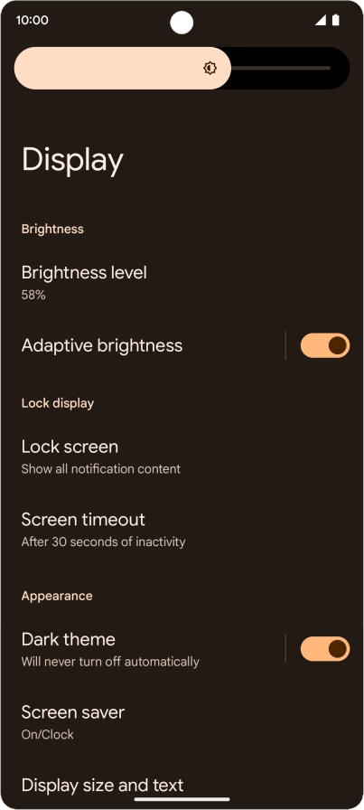 Drag the indicator right or left to set the brightness manually.