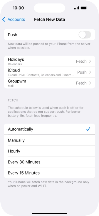 If you turn off the function, press the required setting.
