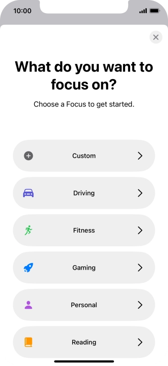 Press the required focus mode and follow the instructions on the screen to add the selected focus mode.