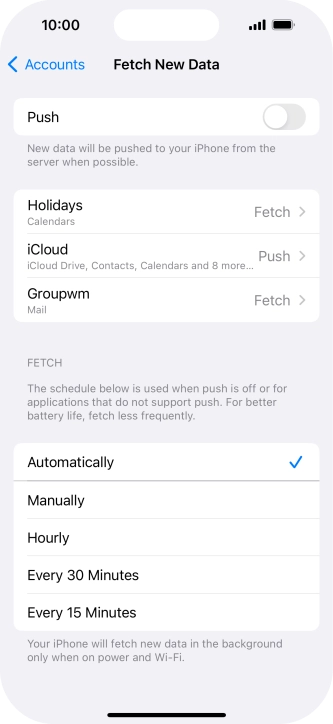 If you turn off the function, press the required setting.