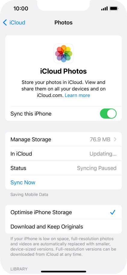 Press the indicator next to 