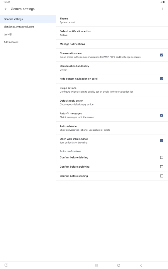Press the required email account.