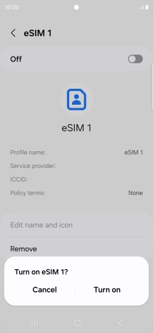 If you turn on use of the price plan, press Turn on.