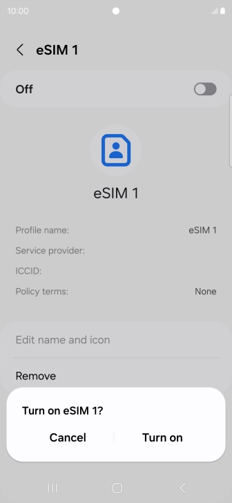 If you turn on use of the price plan, press Turn on.