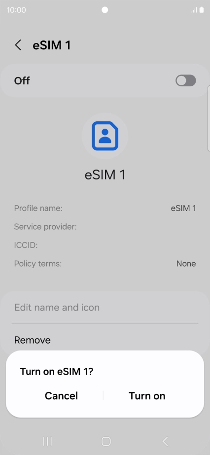 If you turn on use of the price plan, press Turn on.