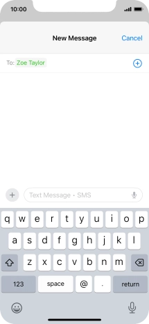Press the text input field and write the text for your text message.