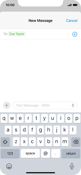 Press the text input field and write the text for your text message.