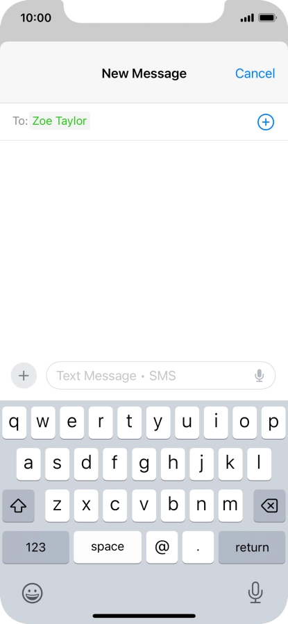 Press the text input field and write the text for your text message.