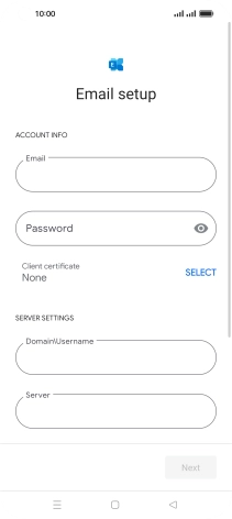 Press Password and key in the password for your email account.