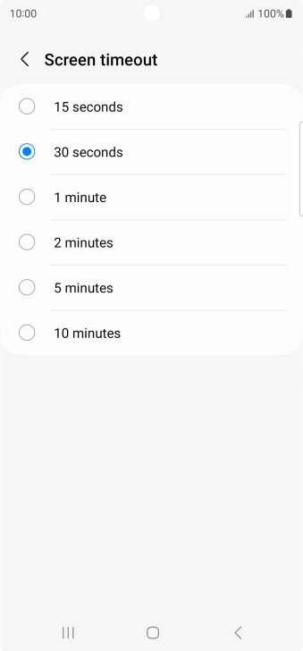 Press the required setting.