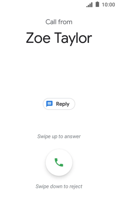 If the screen lock is turned on, press and drag the accept call icon upwards.