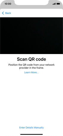 Place the QR code you've received inside the phone camera frame to scan the code. If you’ve deleted your eSIM, you can re-add it using your existing QR code. If you’re having problems, see our FAQ.