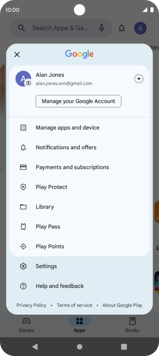 Press Manage apps and device. Press Manage apps and device.